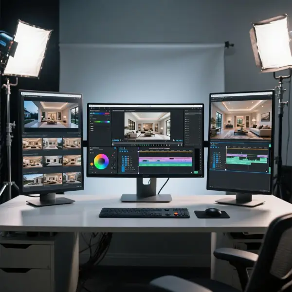 Before and after color correction luxury property footage